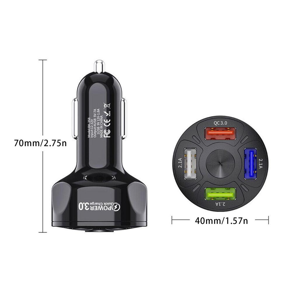 Car USB Charger PD 20W 4 Port Quick Charge 3.0 Universal Type C Fast Charging For IPhone Type C Car Charger