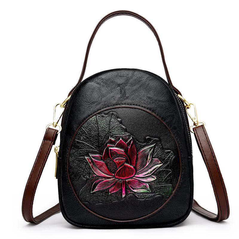 Women's Shoulder Bag PU Leather Lotus Pattern Shoulder Crossbody Bag Leisure Bag Elegant Bag Luxury Brand New