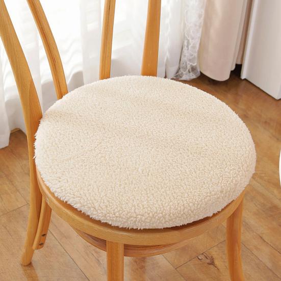 Fleece Round Chair Cushion Plush Faux Lambswool Seat Pad with Zip Winter
