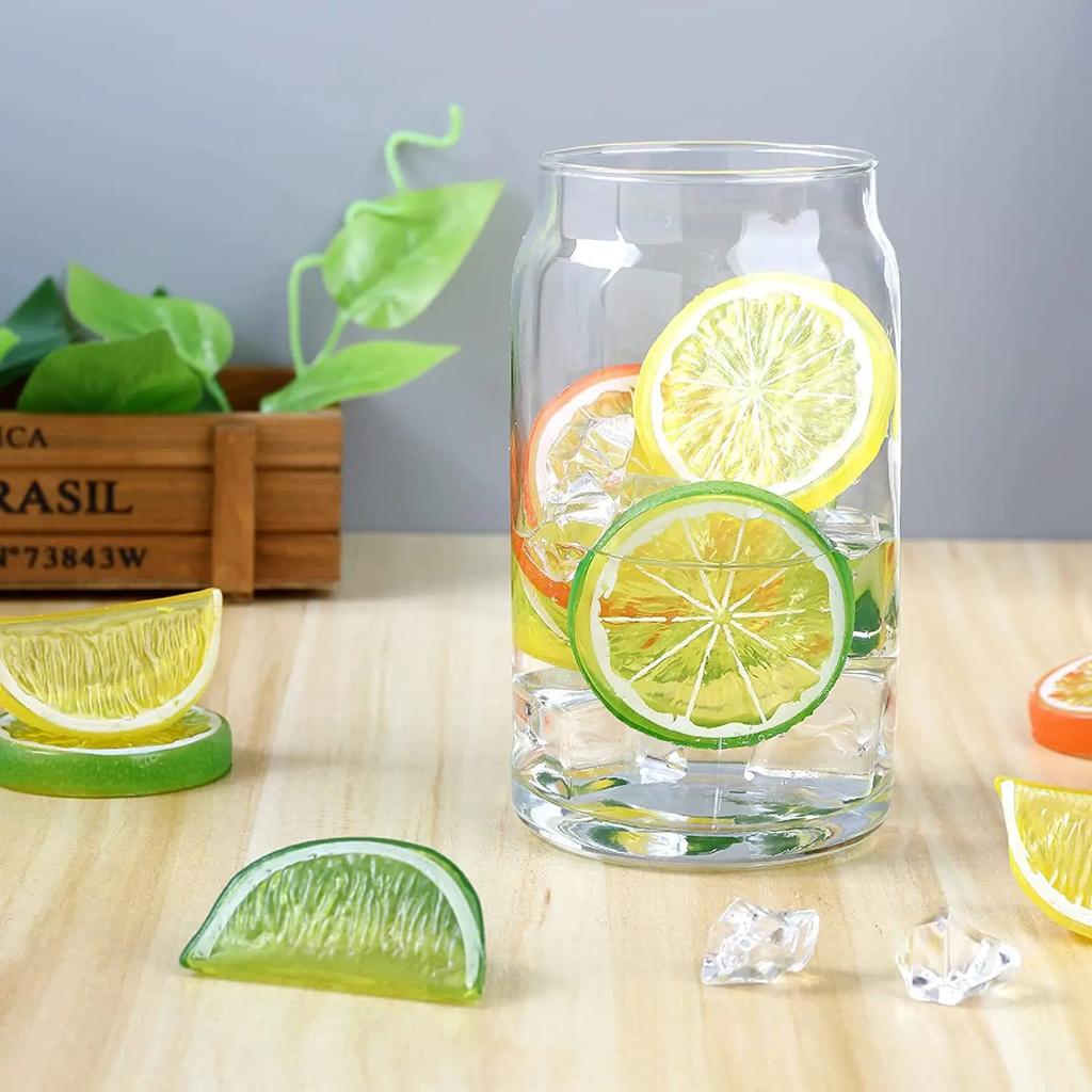 2pcs Artificial Plastic Lemon Slices 1/4 Orange Citrus Fake Fruit Slices Home Tabletop Decoration Advertising Photography Photo Props