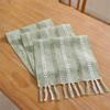 Hand Woven Solid Color Lace Table Runner with Fringe for Farmhouse Christmas Dining Table Decor
