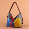 Genuine Leather Women's Baotou Layer Cowhide Color Patchwork Handmade Bag Retro Personality Crossbody Shoulder Bag