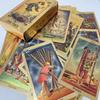 Gold Foil Waterproof Tarot Card Set with Full-Color Printing and Game Instructions