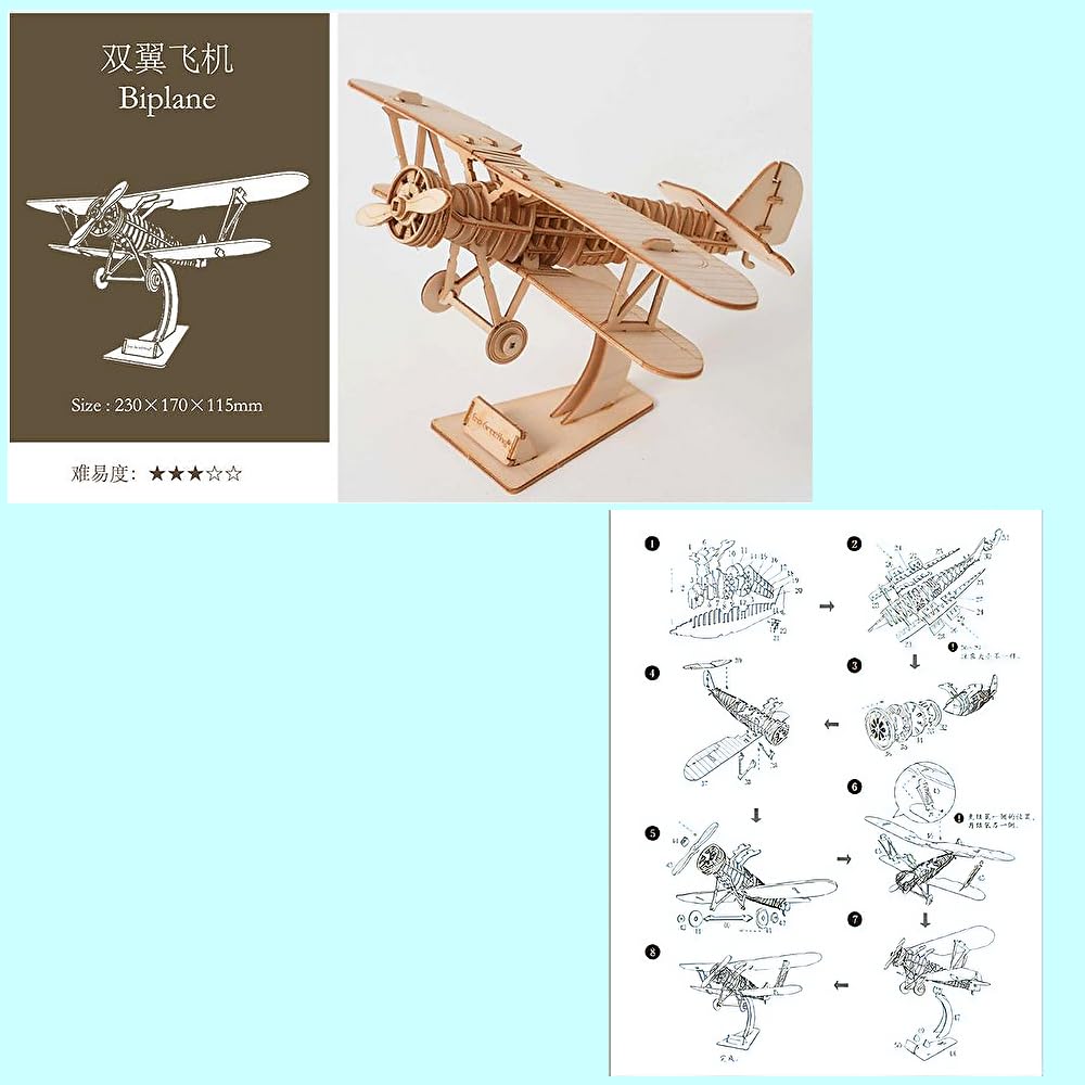 TOKIX 3D Puzzle for Adults 3D Puzzle Wooden Assembly Puzzle Assembly Puzzle for Adults Wooden Puzzle for Adults Craft Kit Wood Plane