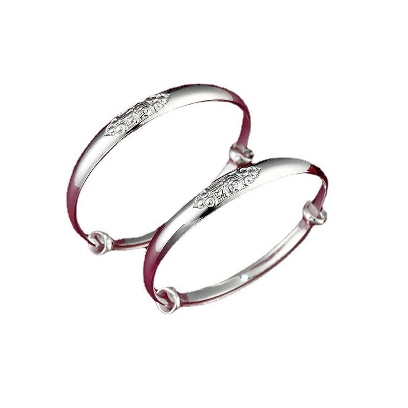 999 Auspicious Cloud Blessing Character Push Pull Smooth Face Bracelet Baby Children's Full Moon One Year Old