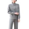 Women's Spring/Autumn 2025 Fashionable Age-Reducing High-End Casual Sweater Two-Piece Suit with Stand-Up Collar