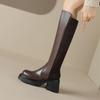 Krazing Pot Microfiber Autumn Winter Shoes Patch Work Platform Boots Round Toe Keep Warm Thick Bottom Thigh High Boots