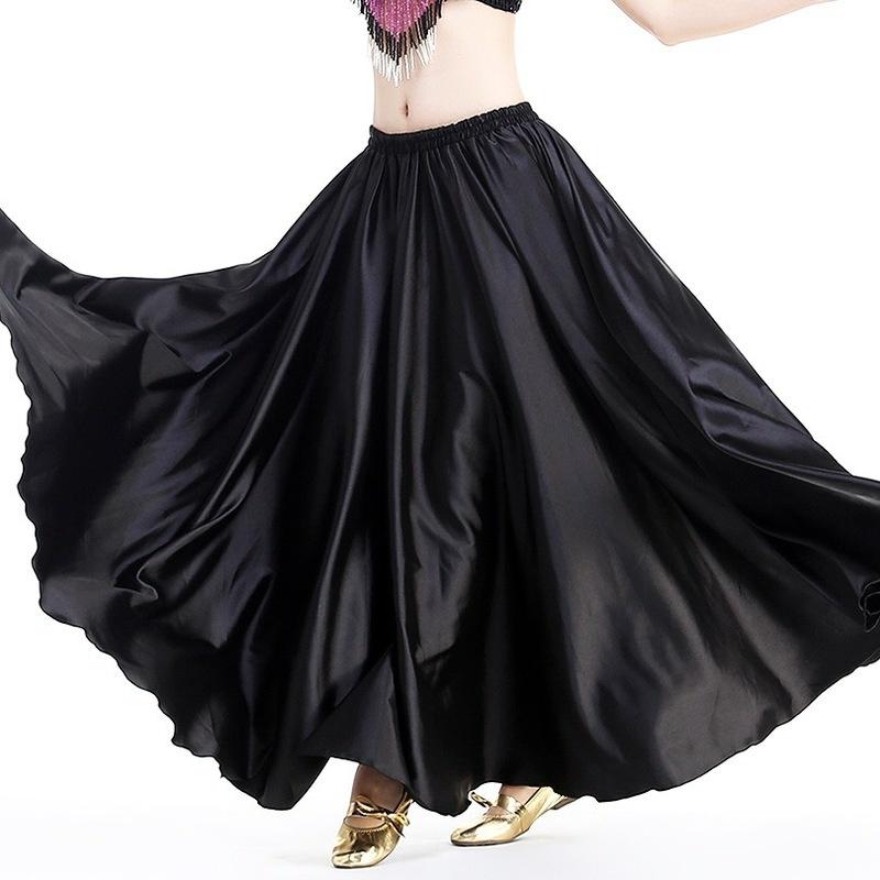 4Colors Professional Women Belly Dancing Skirt Full Circle Skirts Skirts Satin Belly Dance Skirt