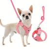 1pc Reflective Plaid Dog Harness with Leash, Breathable Polyester Mesh, Safety Traction Buckle, No-Battery Night Visibility, Under 4ft for Small Dogs