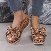 2024 Summer Women's Sandals Platform Retro Sandals Woman Fashion Bow Leopard Beach Slippers Women Plus Size