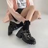Chain Platform Mary Janes Women  Heart-Shaped Buckle Punk Gothic Shoes Woman Patent Leather Thick High Heels Lolita Shoes