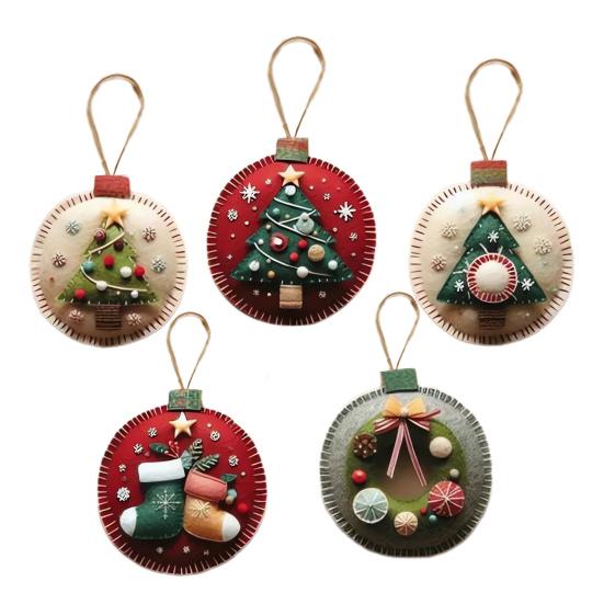 DIY Christmas Felt Patch Kit Holiday Craft Set with Pre-Cut Felts Sheet Handmade Fabric Sewing Crafting Supplies for Tree Home Decor