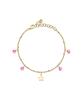 Gold Tone Steel Bracelet With Pink Zircon LPS05ARR84 For Women