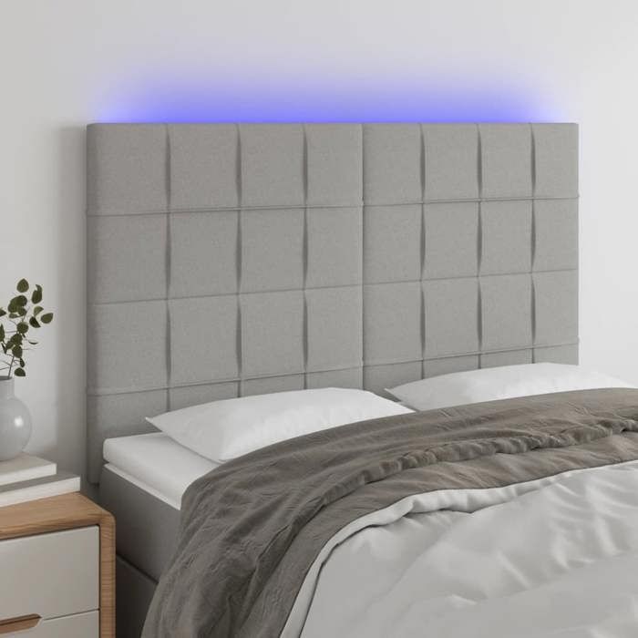 VidaXL LED Headboard Bedroom Furniture Double Bed Accessory Head of Bed Frame Interior Light Grey 3122422