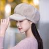 Autumn Winter Hats For Women Solid Color Plain Octagonal Cap Ladies Casual Faux Fur Women Caps