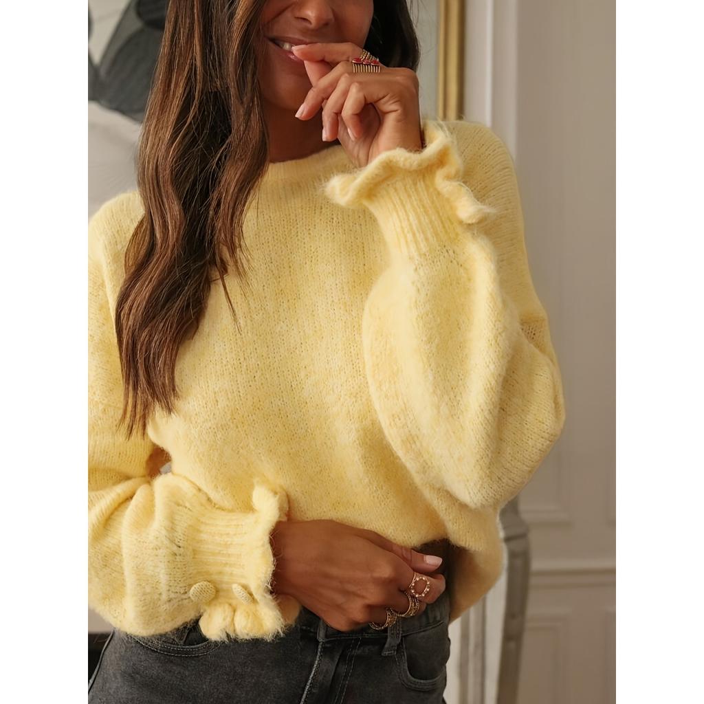 Elegant Women's Winter Sweater - Solid Color Comfortable, Versatile In All Seasons, Cold Resistant and Warm, Simple Design, High Quality Sewing