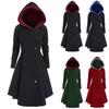 Women's Plus Size Long Sleeve Long Wool Hooded Collar Single  Button Asymmetrical Skirt Coat Cloak Top Coat