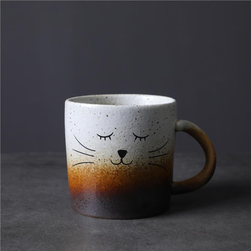 Creative Coffee Cup Coarse Pottery Water Cup Retro Supply Niche Ceramic Cup Japanese Ceramic Special-Shaped Cup