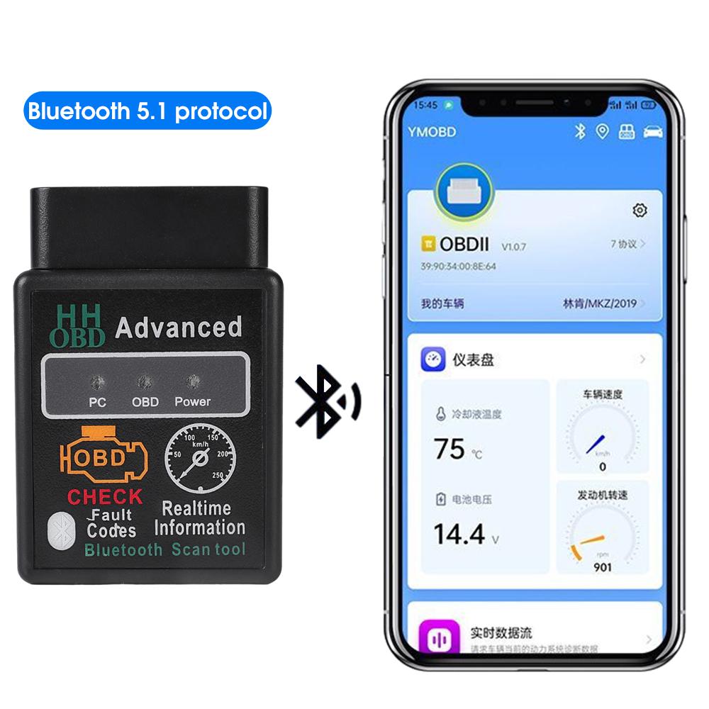 Car OBD2 Scanner Bluetooth Fault Detector Bluetooth-Compatible Elm327 V1.5 Code Reader Diagnosis Tool for Android IOS Windows