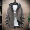 Men's Fall And Winter Casual Sweater Jacket Warm Knit Sweater Hooded Hoodie