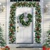 Artificial Christmas Garland with 50 LED Lights Battery Operated Prelit Greenery Garland with Pine Cones Red Berries for Mantle Staircase Doorway