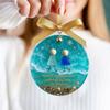 Sea Glass Friendship Ornament Handmade Sea Glass Art Friendship Keepsake Round Acrylic Christmas Tree Ornament for Xmas Party Decor