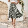 Women's Casual High Waist A-Line Skirt Polka Dot Stripe Printed Skirt With Pockets