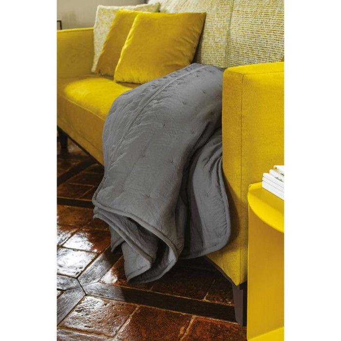 Quilted Washed-crumpled Look Bedspread "Angkor" Toison d'Or - Angkor Slate - 180 X 240 Cm