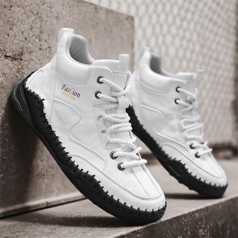 Plus Size Men Shoes Hand-stitching Leather Men Boots Split Leather Casual Leather Shoes Men Ankle Boots