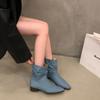 Suede Low-heeled Short Boots, New Small Pointed Korean Pleated Sleeve Knight Boots, Versatile Short Boots In Autumn 2025