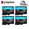 Kingston Micro SD Memory Card 512GB TF Card 64GB 128GB 256GB U3 V30 A2 High Speed Micro SD Card Up To 170Mb/s 4K Flash TF Card for Action Cams,Drones