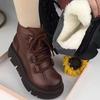 Soft Leather High-top Cotton Shoes Women's 2024 New Winter Velvet Thickened Warm Short Boots Thick-soled Non-slip Cotton Boots Snow Boots