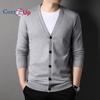 Cozy Up New Spring Autumn Knitted Cardigan Men Solid Color V Neck Slim Fit Sweatercoat Fashiion Casual Single Breasted Cardigan Sweaters
