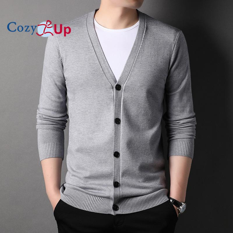 Cozy Up New Spring Autumn Knitted Cardigan Men Solid Color V Neck Slim Fit Sweatercoat Fashiion Casual Single Breasted Cardigan Sweaters