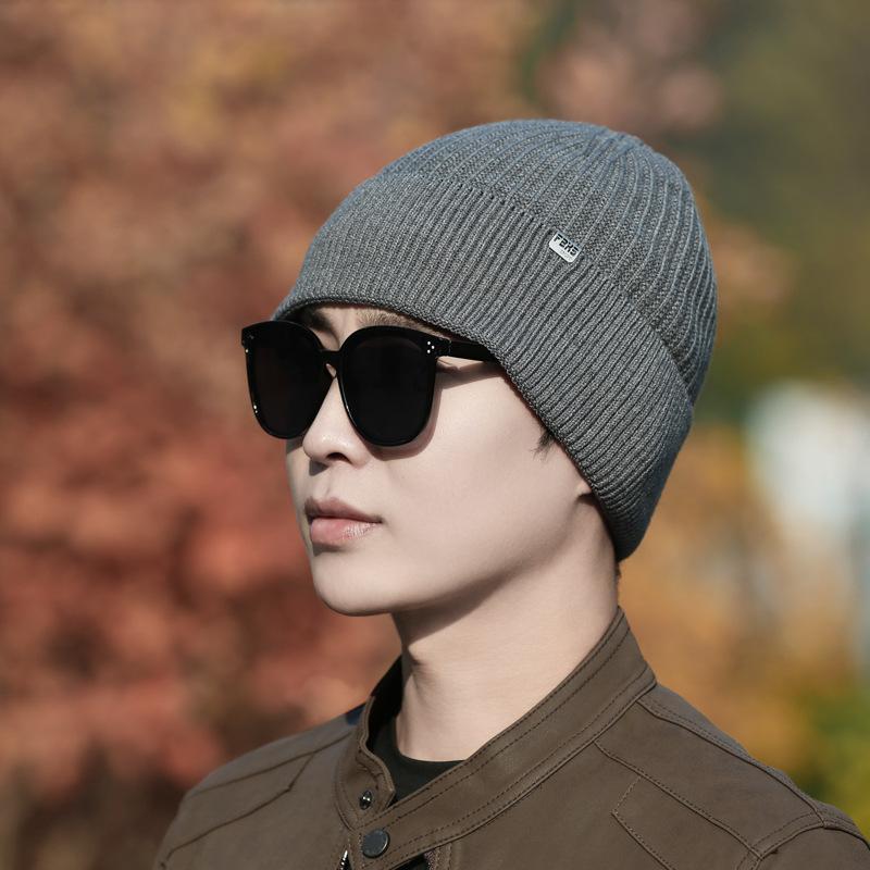 Hat Men'S Winter Thickened Warm Cover Wool Hat Ski Hat Winter Cold Cycling Knitted Hat Cold Hat