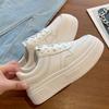 Good-looking Genuine Leather White Shoes for Women Spring and Summer New Versatile Thick Bottom Hight Increasing Board Shoes Casual Sneaker