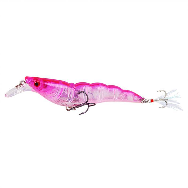 Set of 20 Full Attack Sinking Shrimp Lures, 13.6g/9.5cm, with Blood Groove and Feather Hook.