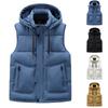 Men's Winter Trend Wear Loose Thick Down Cotton Clip Multi-pocket Solid Color Casual Hooded Vest Coat