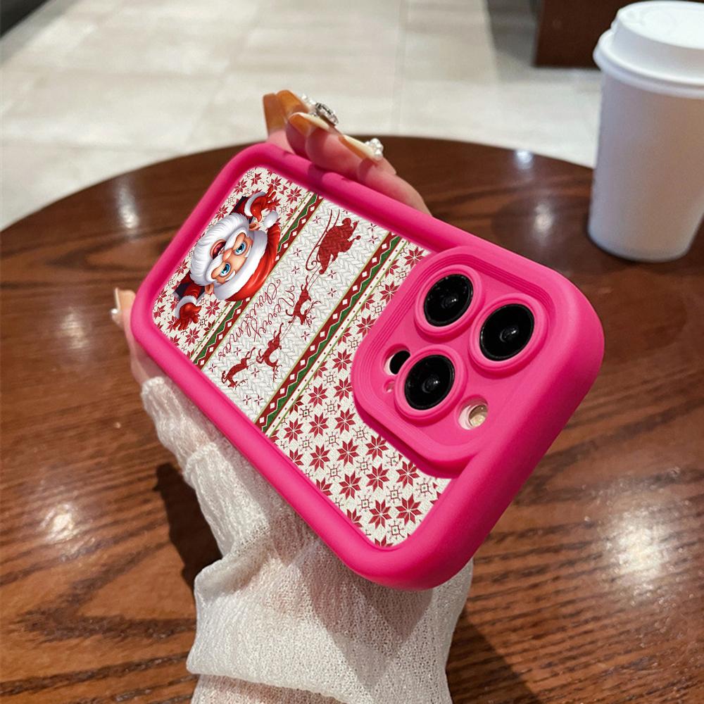 N109 Happy New Year Merry Christmas Design Soft Angel Eyes Phone Cases for iPhone 16 15 14 13 11 Pro Max 8 7 6 Plus 12 Mini XR XS Max Shockproof Cover