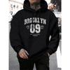 Brooklyn 89 Letter Print Hoodies Male Fashion Comfortable Hoodie Autumn Soft Fleece Men Hoody Pocket Pocket Warm Tops Hoodies & Sweatshirts Men’s