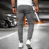 Men Winter Sweatpants Drawstring Waist Fleece-Lined Jogger Pants with Multiple Pockets Solid Color Thick Cargo Pants for Work Street Wear