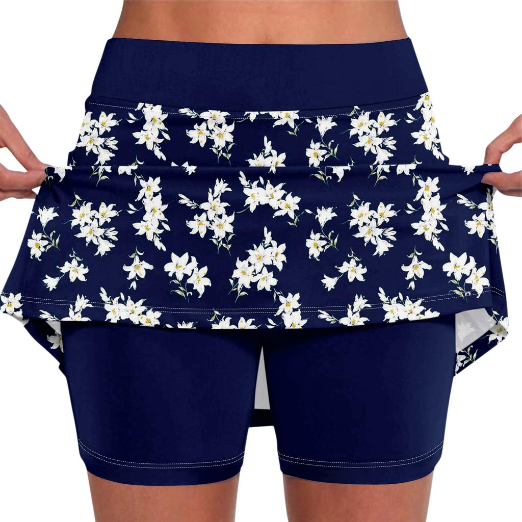Elastic Yoga Culottes For Women Printed Athletic Shorts Lightweight High Waist Skinny Printed Joggers