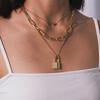 Women Necklace Thick Chain Multi-layer Lock-shaped Choker Jewelry Necklace Set Girls Gifts