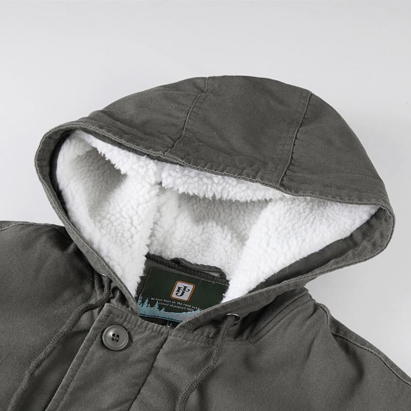 Winter Padded Jacket Men's Plus Velvet Padded Padded Jacket Hooded Lamb Fleece Jacket