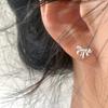 Earrings For Women, Screw-Buckle Ear Bone Nail Earrings, Trendy Ear Piercing, Japanese Style, Small Ribbon Bow, Screw Earrings