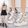 Shoes For Women 2024 New Roman Sandals Ladies High Heeled Lace-Up Muffin Wedges Fishbeak Ladies Back Zipper Soles