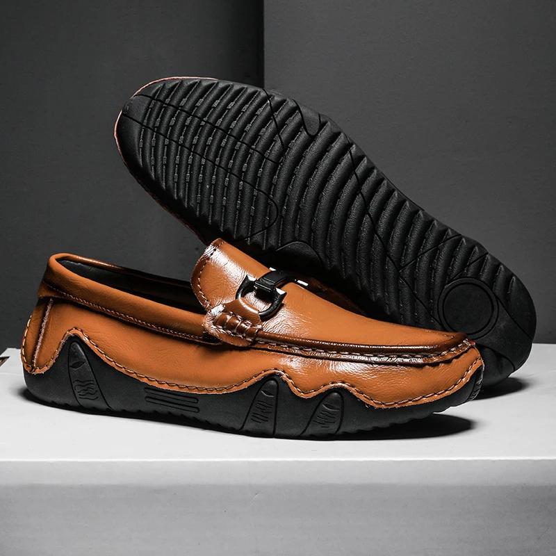 Casual Handmade Leather Shoes Summer Man Sneakers Fashion Loafers Men's Shoes Business Casual Shoes Size 38-46 Zapatos Hombre