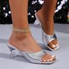Large Size High-heeled Slippers Women's Fashion Outer Wear Fish Mouth High Heels New Thin Heels Square Head Outer Wear Fashion Sandals