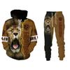Lion 3D Print Hoodies Suit Male Autumn and Winter Casual Sweashirt Sweartpants Set Men Tracksuit Set Fashion Men's Clothing Suit