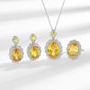 European and American Luxury Citrine Full Diamond Crown Necklace Earrings Open Ring